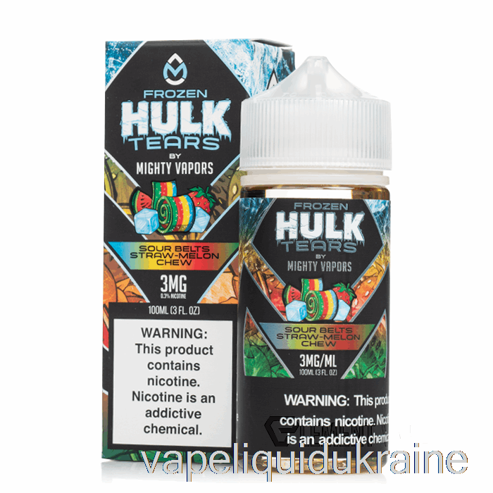 Vape Liquid Ukraine Frozen Sour Belts Straw Melon Chew - Hulk Tears - 100mL 0mg